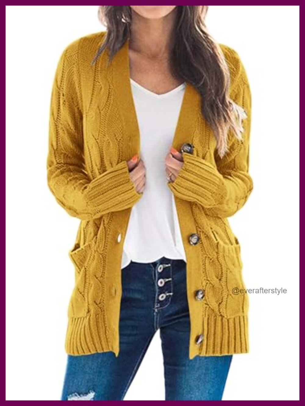 Chunky Cable Knit Cardigan Sweater Button Down Long Sleeve Open Front